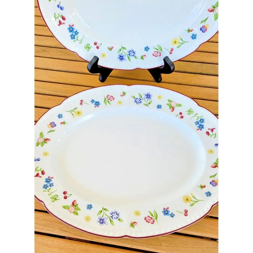 Johnson Brothers Fleurette Scalloped Rimmed Oval Platter 14